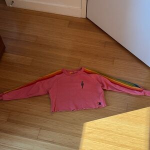 Aviator Nation Pink Rainbow Sleeve Sweatshirt